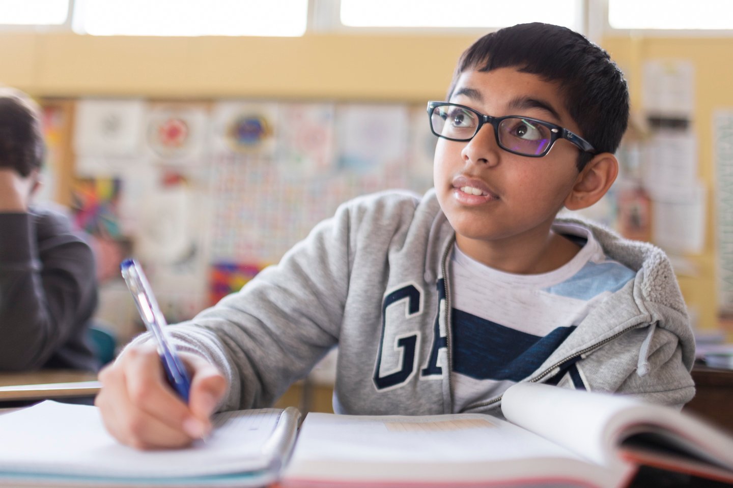 Geometry Middle School Student in Class at Bancroft School.